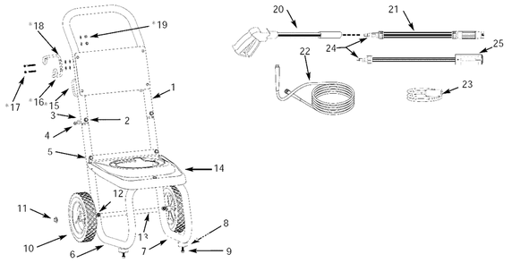 Assembly Parts Diagram and Parts List for PW1755V2LE  Campbell Hausfeld Pressure Washer